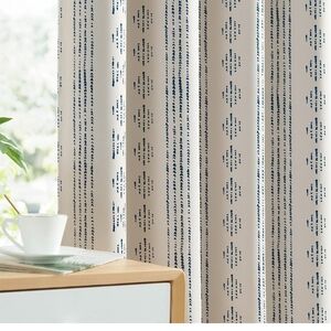 Stylish Beige and Blue Patterned Curtains